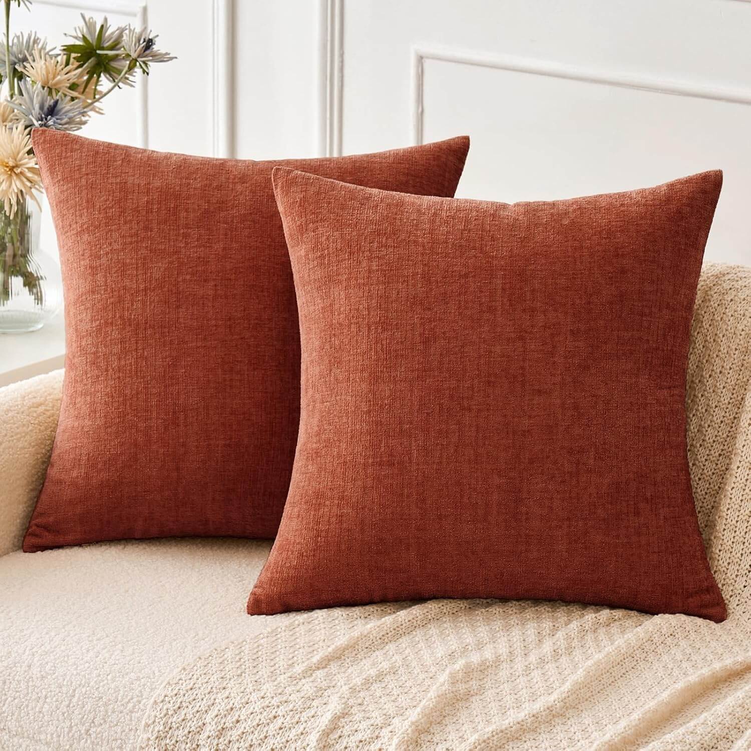 MIULEE Throw Pillow Covers Soft Chenille Couch Pillow Covers (Pack of 4)
