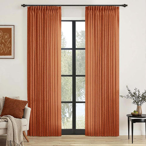 Light Filtering Thick Linen Textured Drapes - Pleated (2 Panels)