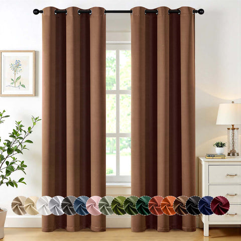MIULEE 40x84 Inch Mocha Brown Grommet Blackout Curtains