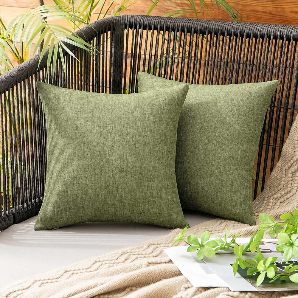 MIULEE Waterproof Water Resistant Ourdoor Throw Pillow Covers - Dark Green