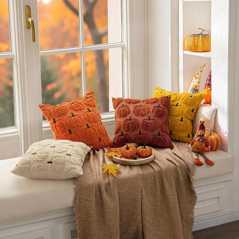 MIULEE Decorative Fall Pumpkin Farmhouse Pillow Covers