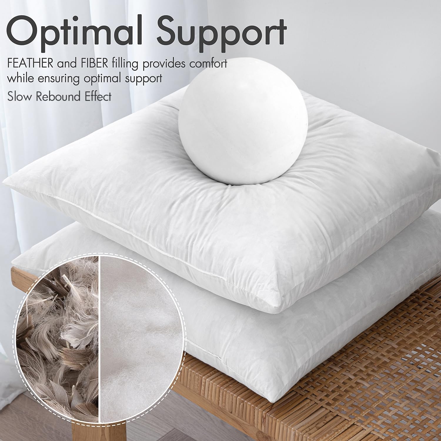 Feather Mix Polycotton With Cotton Fabric Throw Pillows 