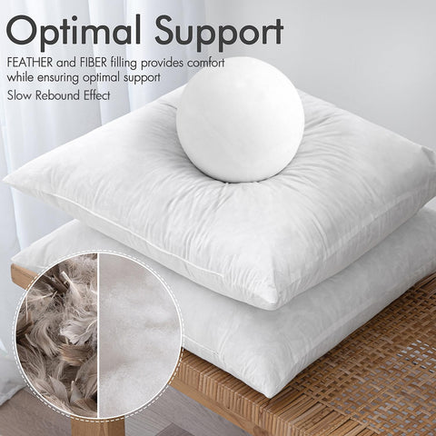 Feather Mix Polycotton With Cotton Fabric Throw Pillows 