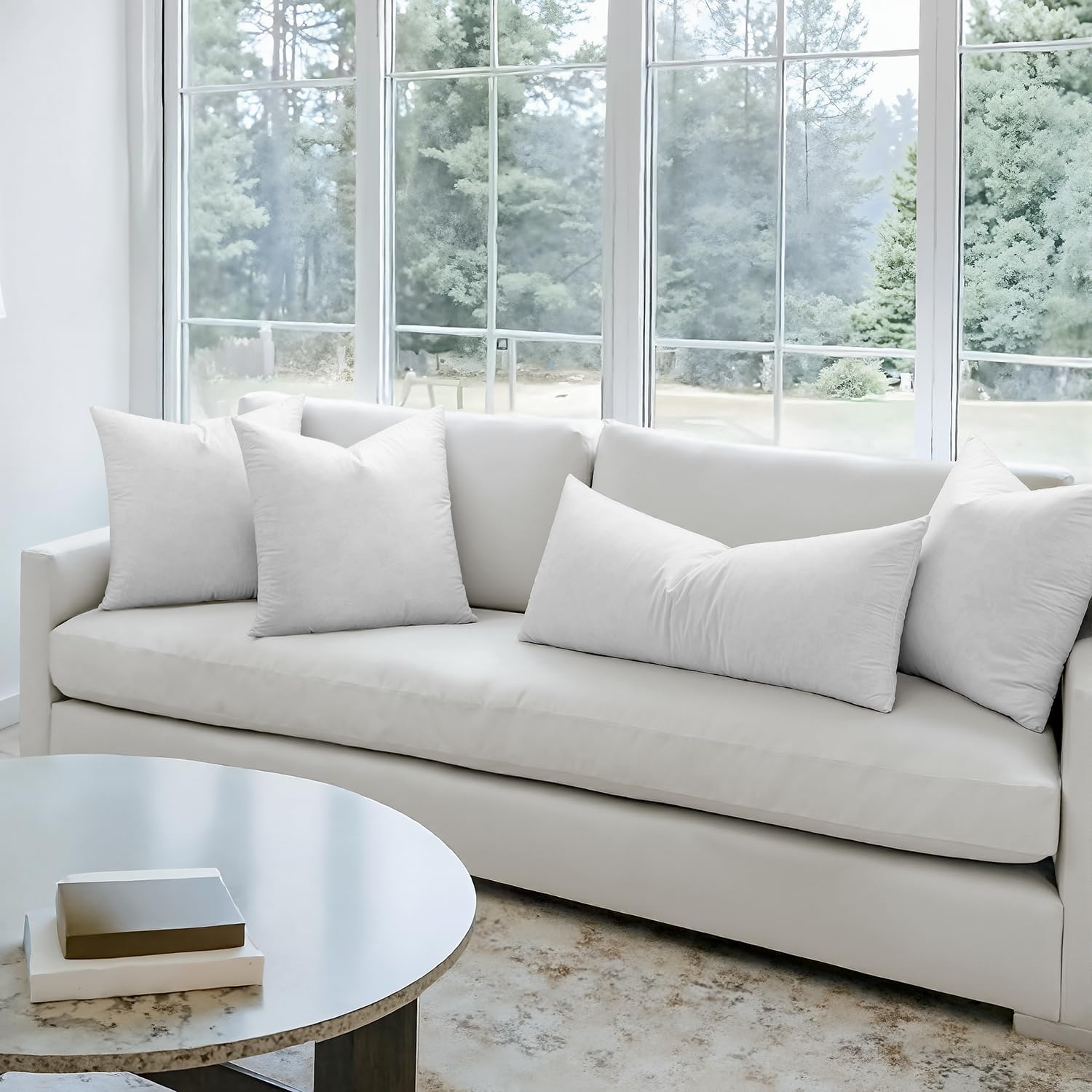 Feather Mix Polycotton With Cotton Fabric Throw Pillows 