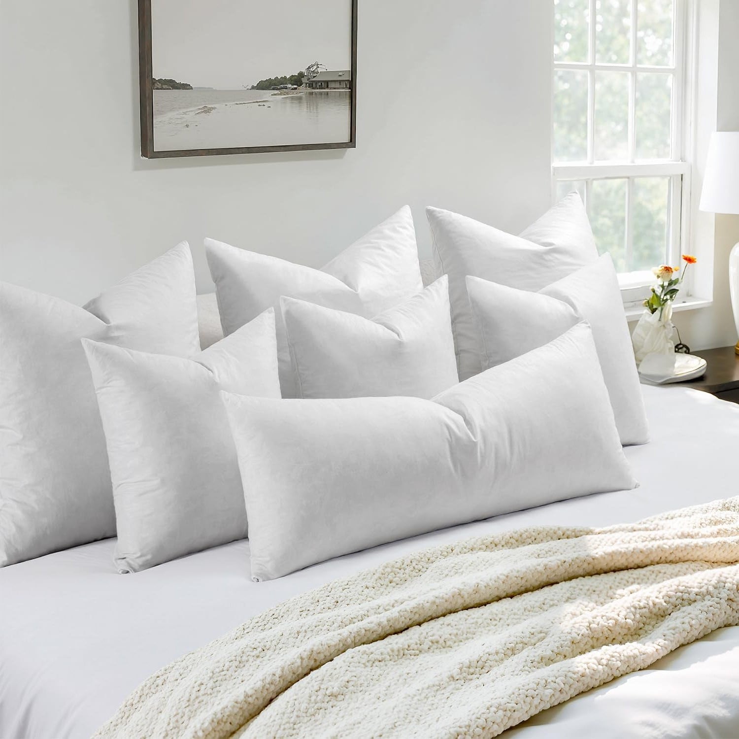 Feather Mix Polycotton With Cotton Fabric Throw Pillows 