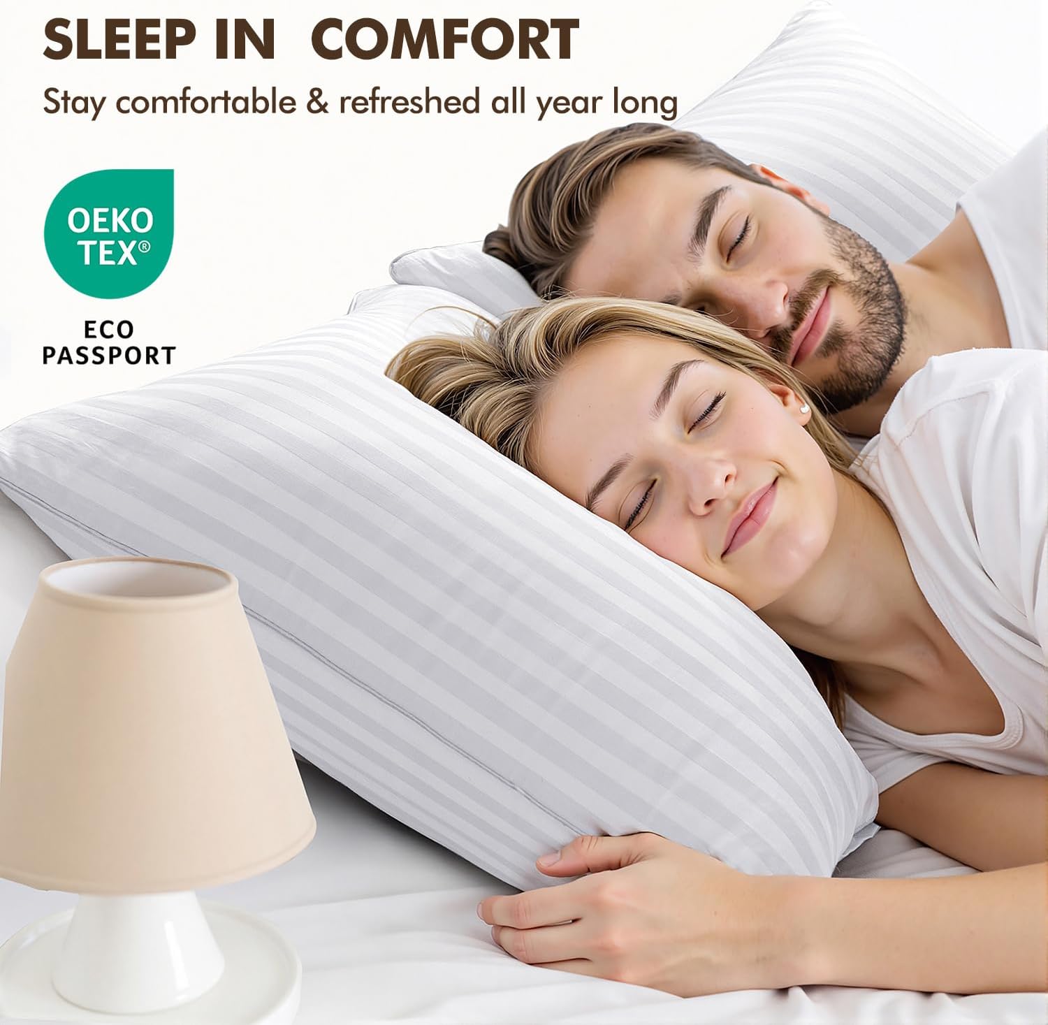 OEKO TEX Firm Fluffy Throw Pillows with 100% Cotton Cover