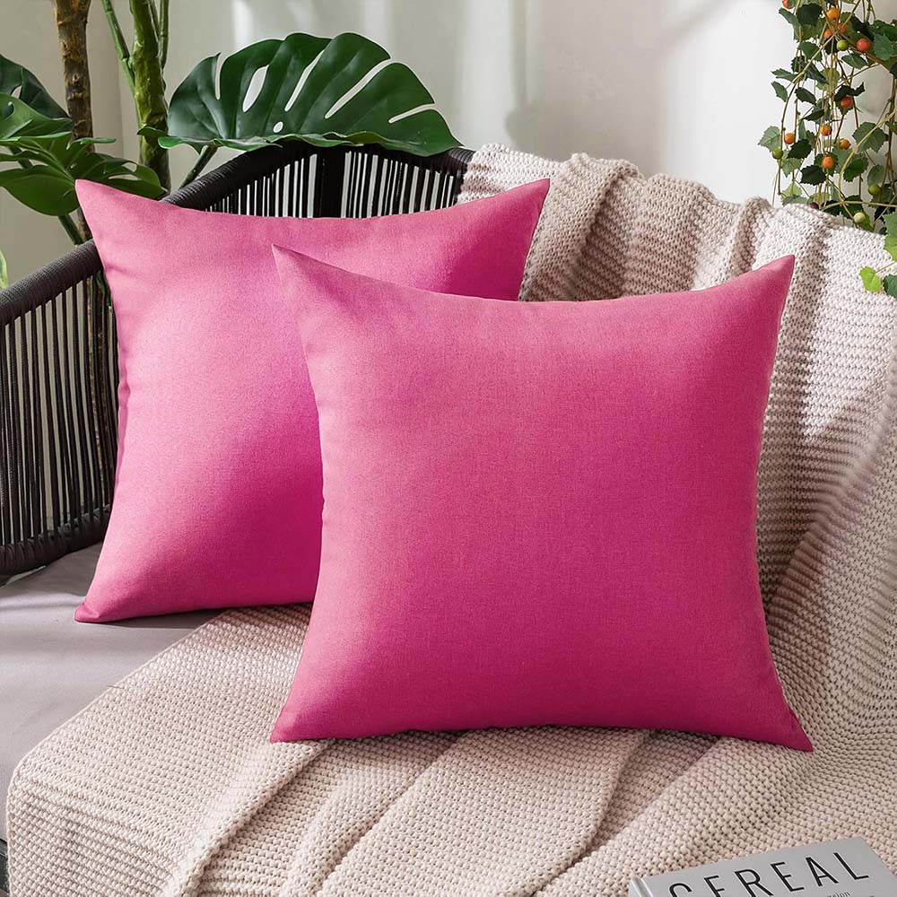 MIULEE Waterproof Water Resistant Ourdoor Throw Pillow Covers - Hot Pink