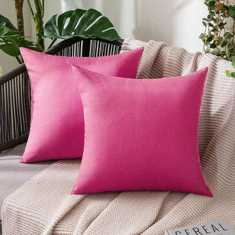 MIULEE Waterproof Water Resistant Ourdoor Throw Pillow Covers - Hot Pink