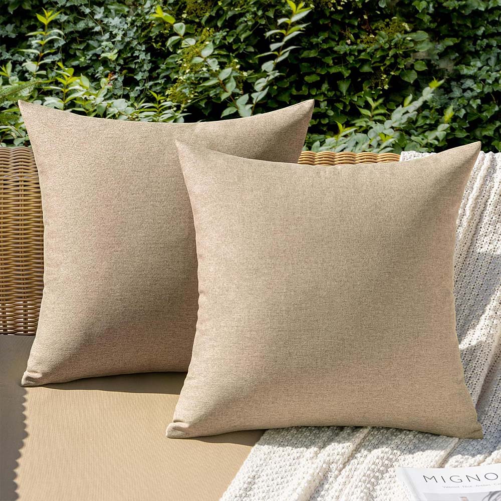 MIULEE Waterproof Water Resistant Ourdoor Throw Pillow Covers - Light Tan