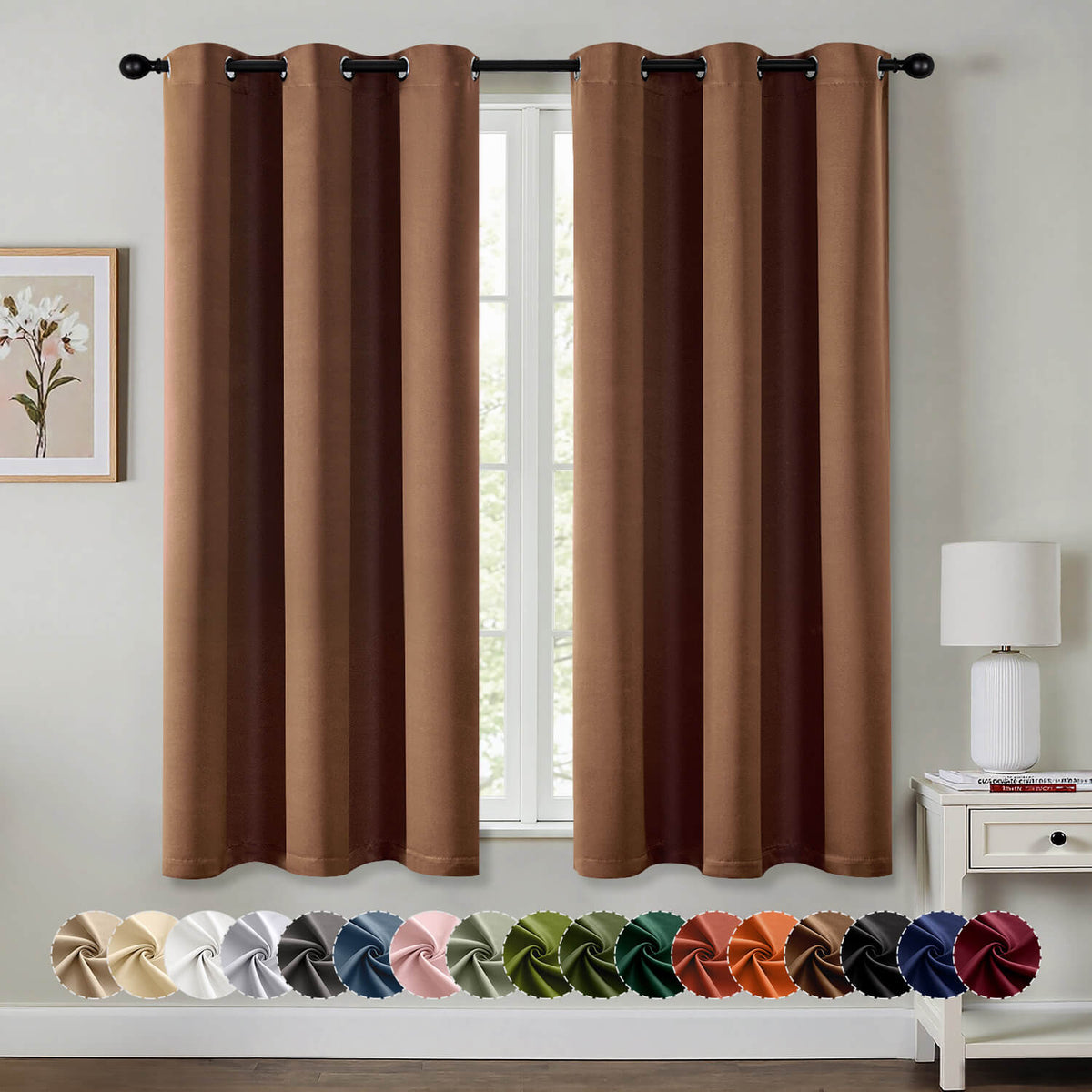 MIULEE 40x63 Inch Cappuccino Brown Blackout Curtains