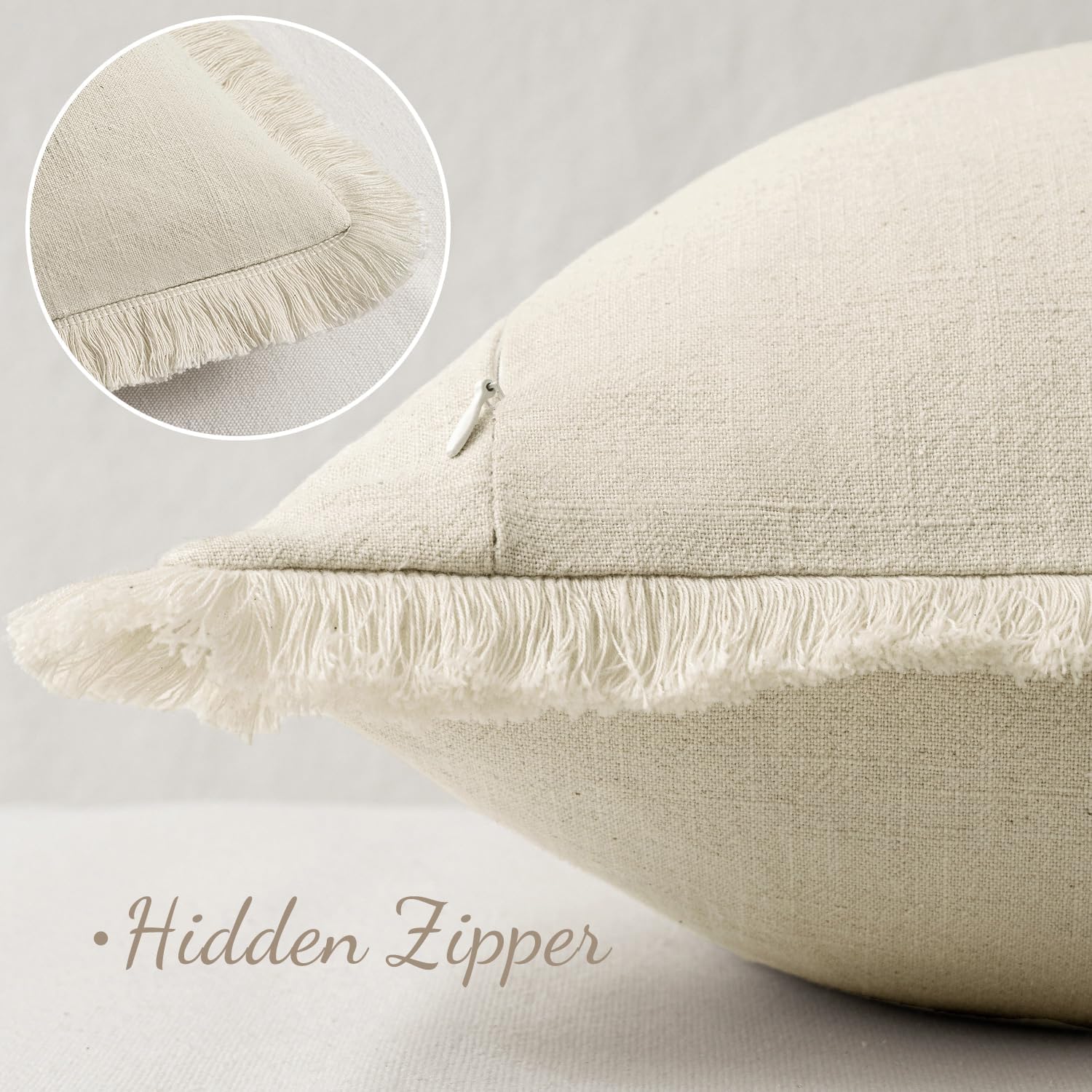 Natural Beige Decorative Linen Pillow Covers