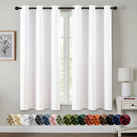 MIULEE Pure White 40x63 Inch Grommet Top Curtains