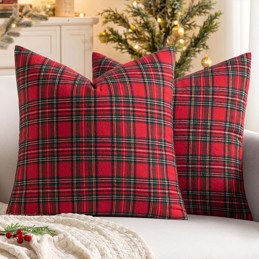 Christmas Scottish Tartan Farmhouse Plaid Throw Pillow Covers