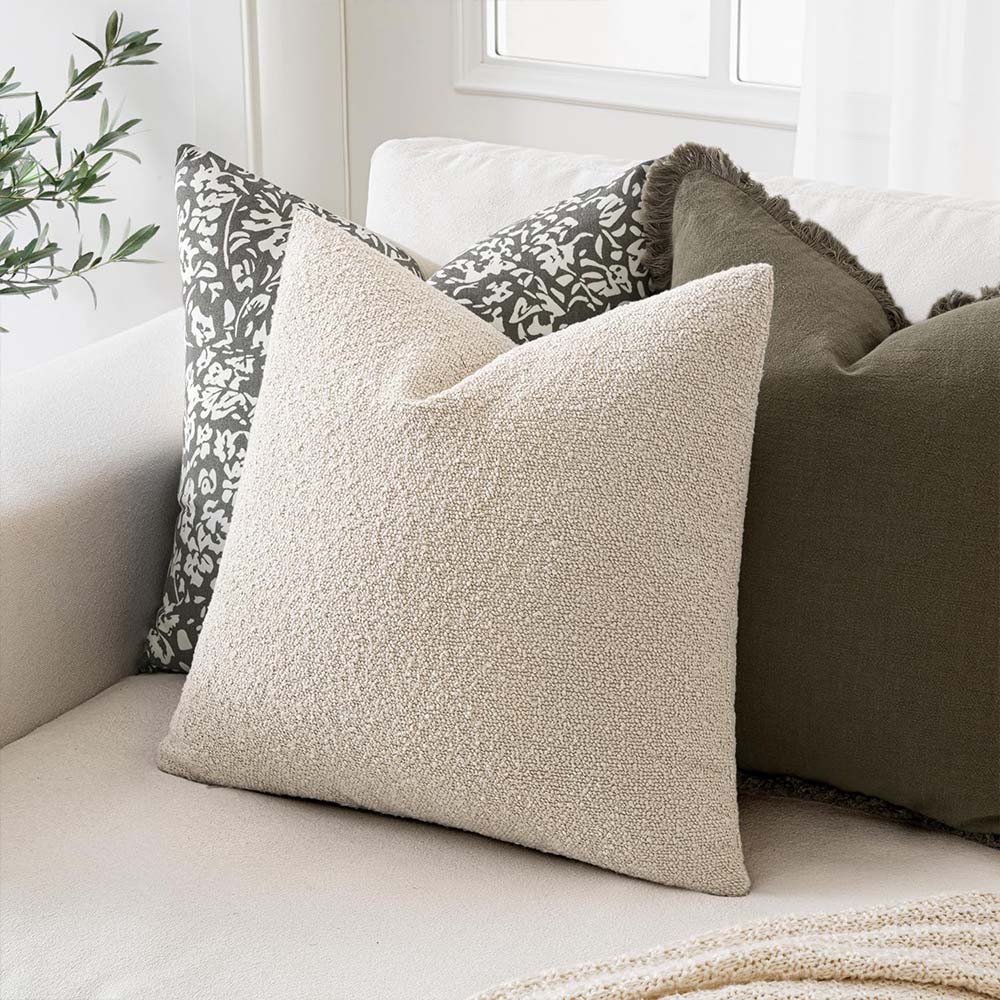 Decorative Textured Boucle Neutral Pillow Covers