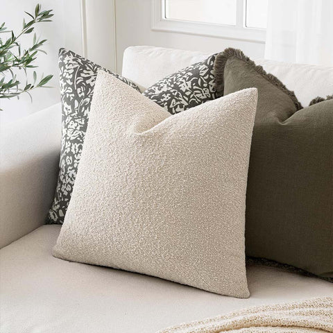 Decorative Textured Boucle Neutral Pillow Covers