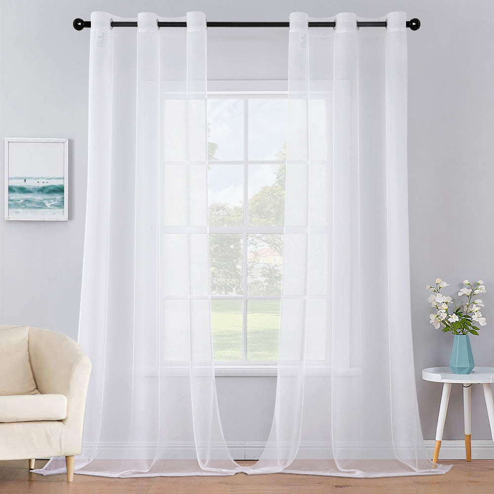 MIULEE Solid Color Sheer Curtains 95 Inches Long 2 Panels Set