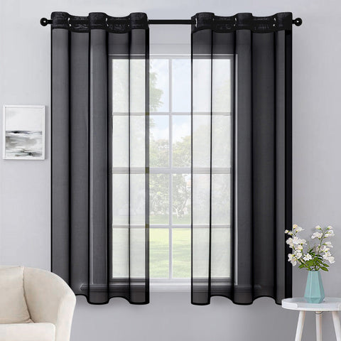 MIULEE Solid Color Sheer Curtains 2 Panels Set Gold 42Wx96L