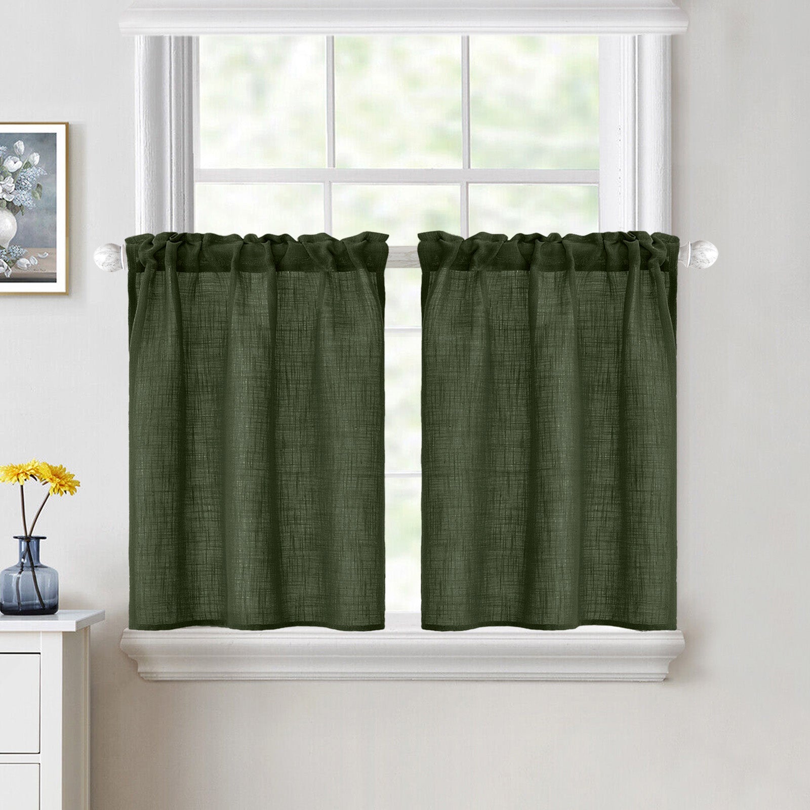 MIULEE Solid Color Sheer Curtains 2 Panels Set Dark Grey 42Wx63L