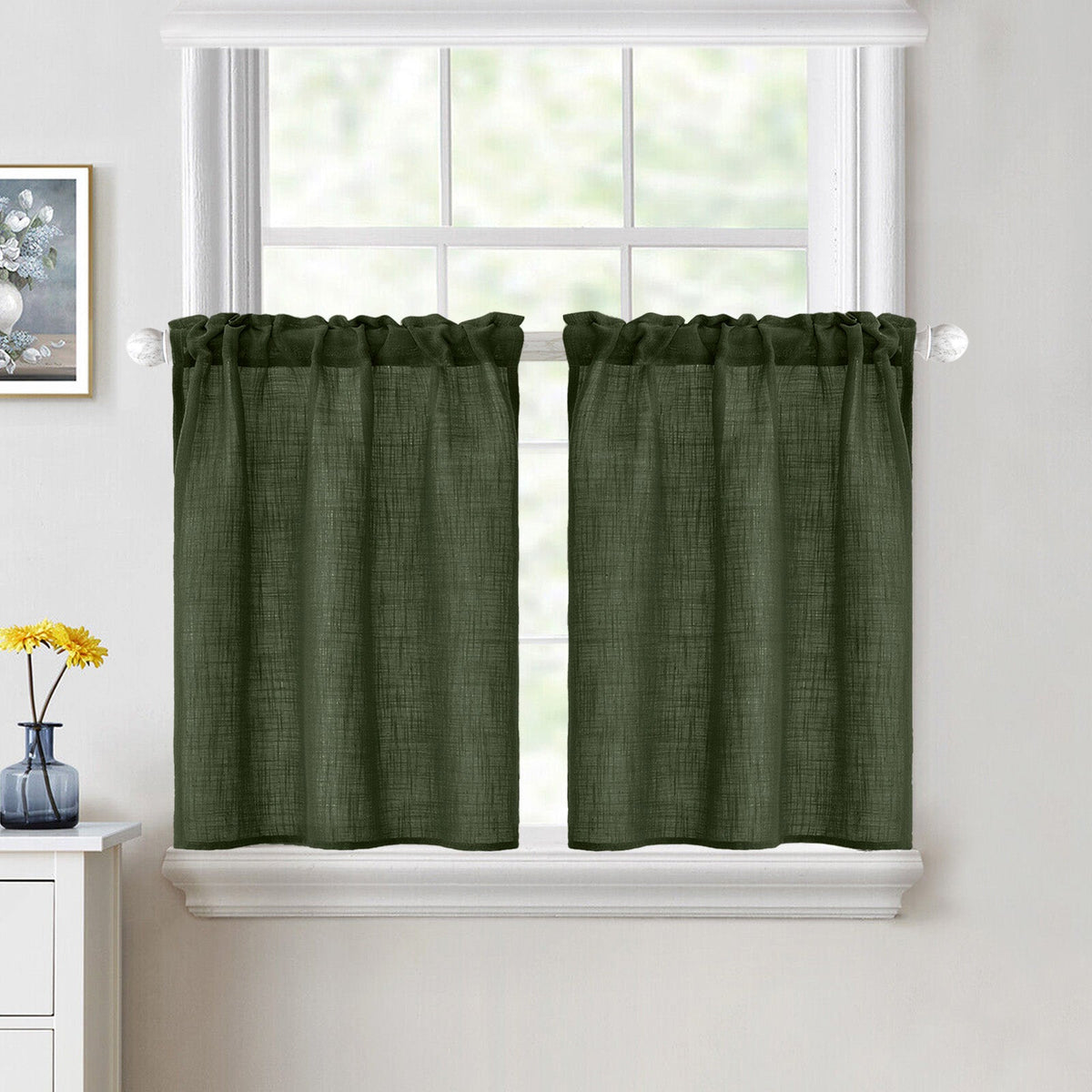 MIULEE Solid Color Sheer Curtains 2 Panels Set Dark Grey 42Wx63L