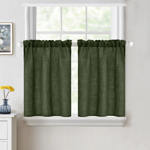 MIULEE Cafe Curtains Olive Green 26Wx24L