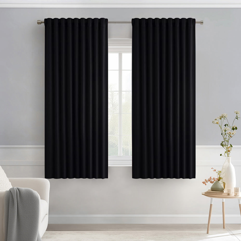 MIULEE Back Tab Pleated Blackout Curtains Grey 52Wx63L