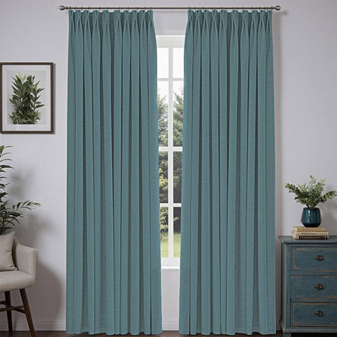 "Bold" Custom Heavyweight Linen Drape Pleated - Blue - black - Miulee
