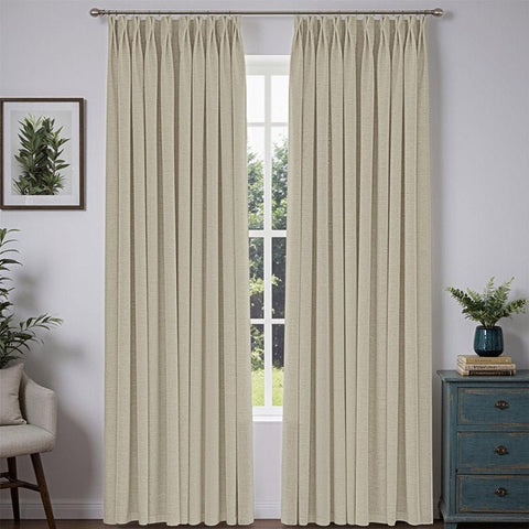 "Bold" Custom Heavyweight Linen Drape Pleated - Muted Apricot - Miulee