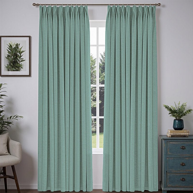 "Bold" Custom Heavyweight Linen Drape Pleated - Sky Blue - Miulee