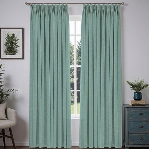"Bold" Custom Heavyweight Linen Drape Pleated - Sky Blue - Miulee