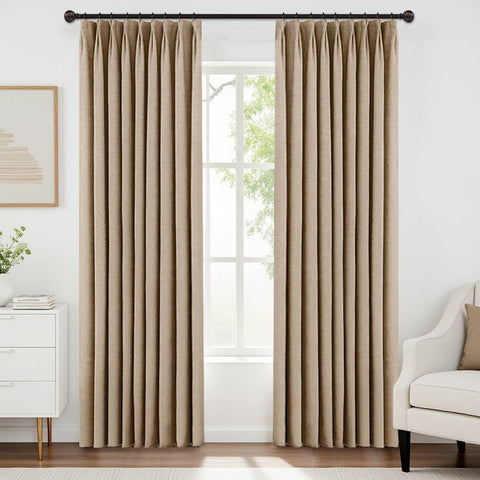 Chenille Heavyweight Luxury Blackout Herringbone Pattern Curtains - Miulee