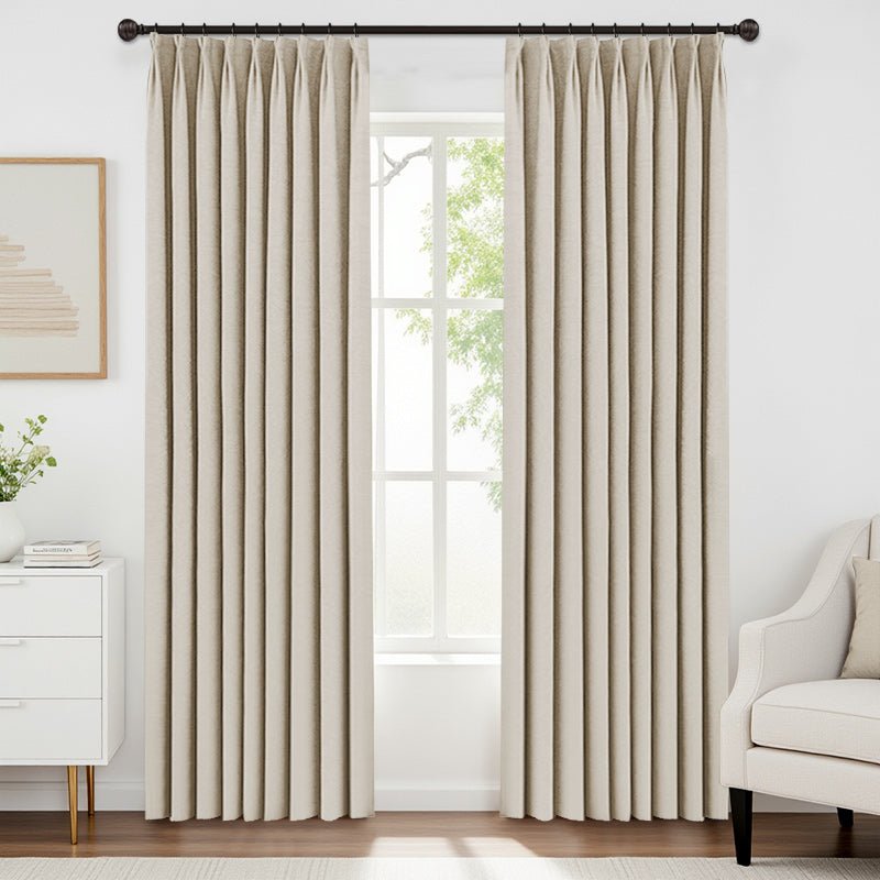 Chenille Heavyweight Luxury Blackout Herringbone Pattern Curtains - Miulee