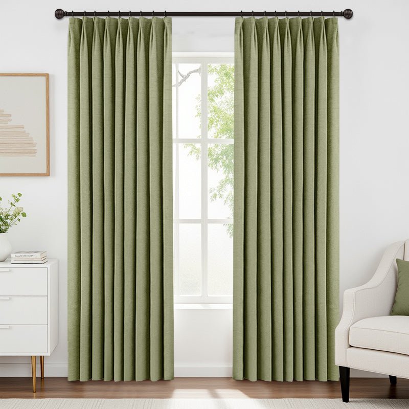 Chenille Heavyweight Luxury Blackout Herringbone Pattern Curtains - Miulee