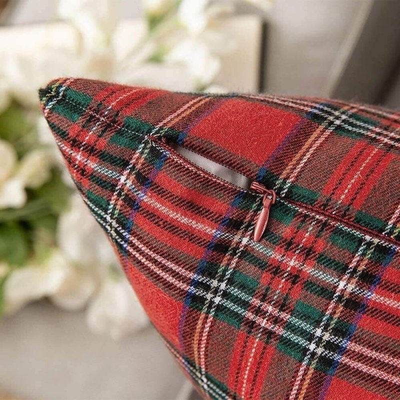 Choose Your Set "in Your Ideas" - Christmas Pattern Scottish Tartan Plaid Fur Snowflack Decorative Throw Pillow Covers - Miulee