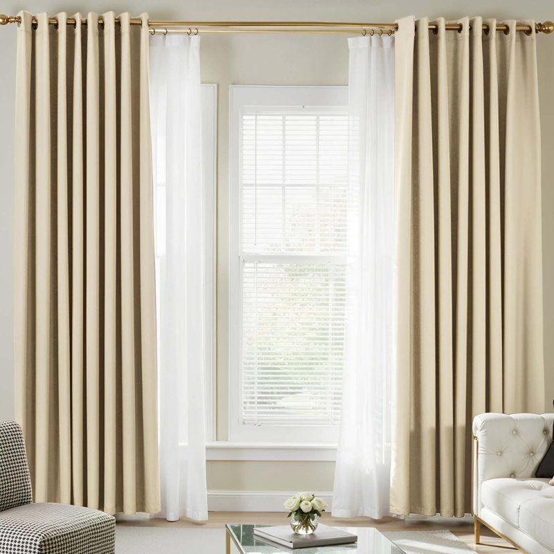 (Extra 10% OFF) White Privacy Sheer Curtains With Blackout Curtains(2 Panels) - Miulee