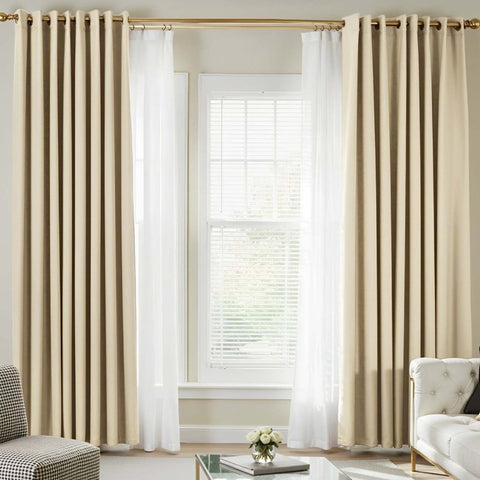 (Extra 10% OFF) White Privacy Sheer Curtains With Blackout Curtains(2 Panels) - Miulee