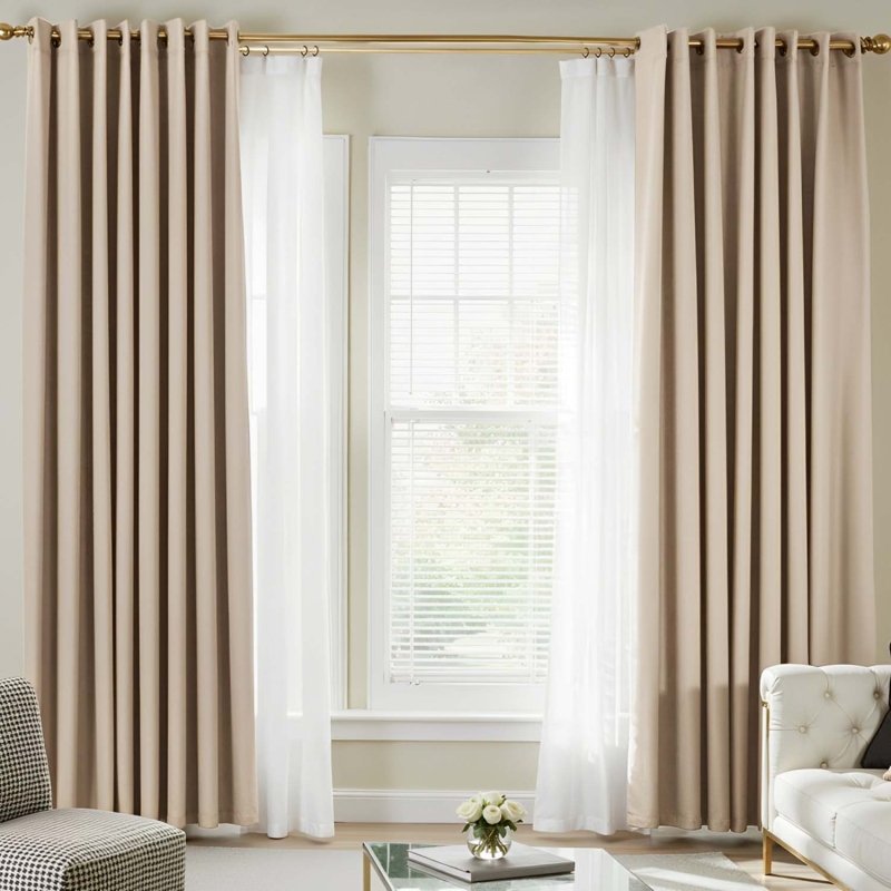 (Extra 10% OFF) White Privacy Sheer Curtains With Blackout Curtains(2 Panels) - Miulee