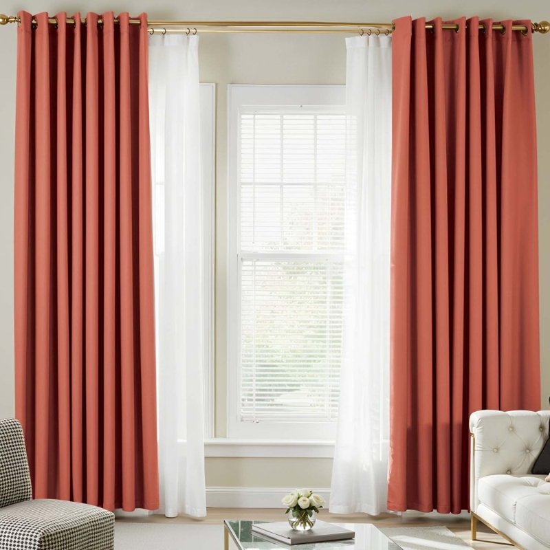 (Extra 10% OFF) White Privacy Sheer Curtains With Blackout Curtains(2 Panels) - Miulee