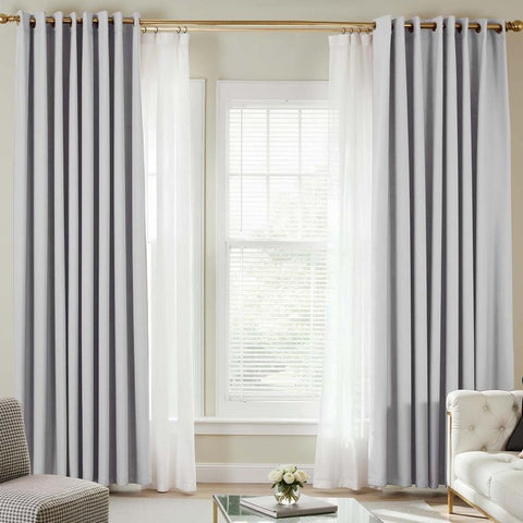 (Extra 10% OFF) White Privacy Sheer Curtains With Blackout Curtains(2 Panels) - Miulee