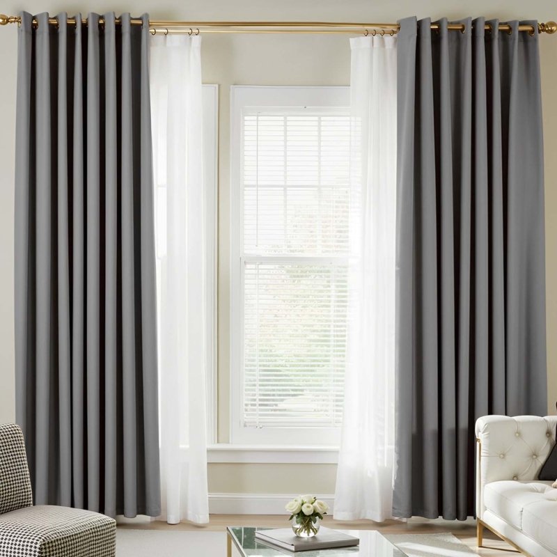 (Extra 10% OFF) White Privacy Sheer Curtains With Blackout Curtains(2 Panels) - Miulee