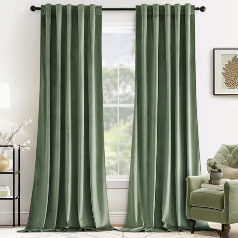 "Mira" Customized Velvet Luxury Blackout Curtains (2 Panels) - Back Tab & Rod Pocket - Miulee