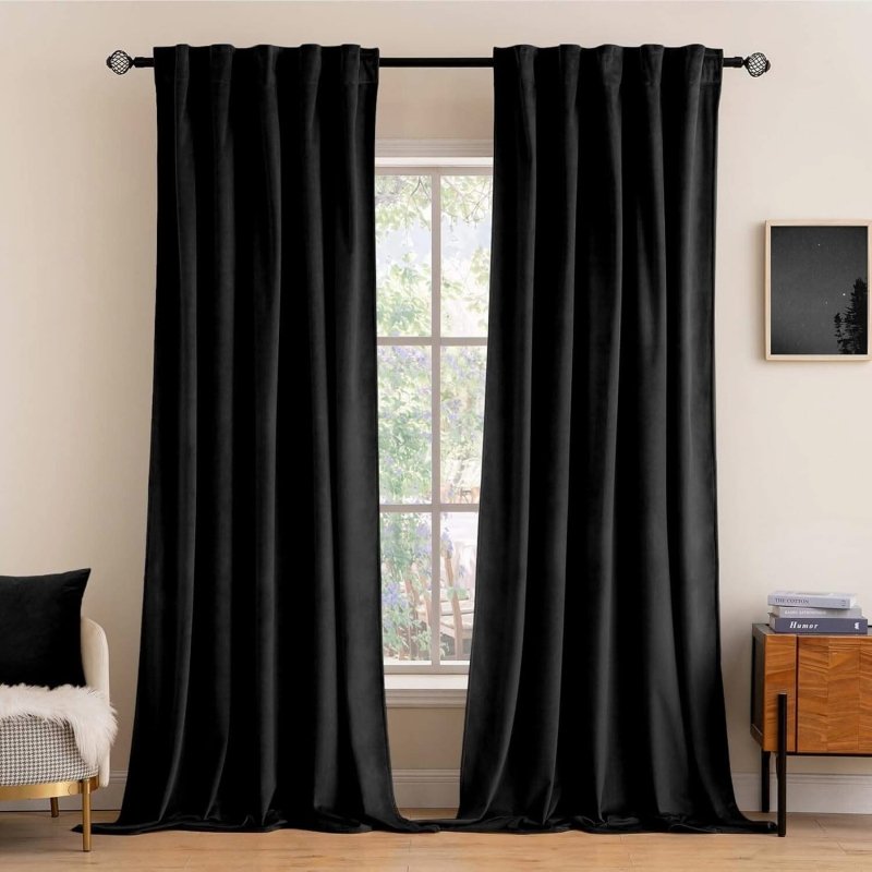 "Mira" Customized Velvet Luxury Blackout Curtains (2 Panels) - Back Tab & Rod Pocket - Miulee
