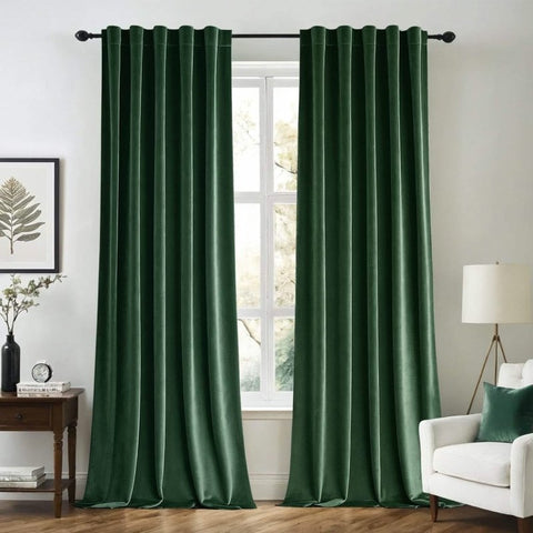 "Mira" Customized Velvet Luxury Blackout Curtains (2 Panels) - Back Tab & Rod Pocket - Miulee