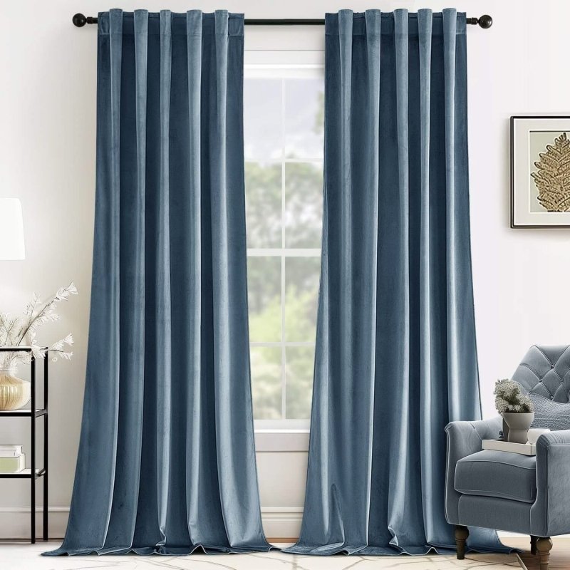 "Mira" Customized Velvet Luxury Blackout Curtains (2 Panels) - Back Tab & Rod Pocket - Miulee