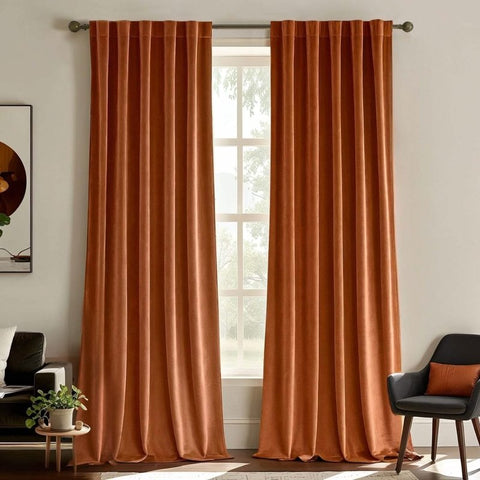 "Mira" Customized Velvet Luxury Blackout Curtains (2 Panels) - Back Tab & Rod Pocket - Miulee