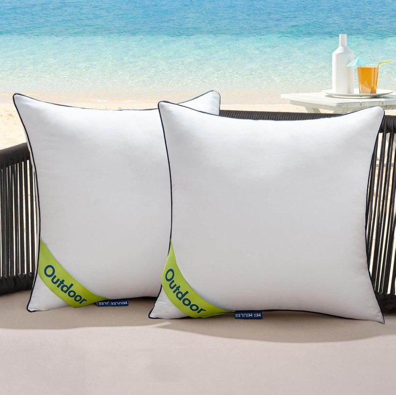 MIULEE 16x16 Outdoor Throw Pillow Inserts,Pack of 2 Water Resistant Pillow Inserts Decorative Waterproof Pillows Stuffer for Sofa Couch Patio and Garden - Miulee