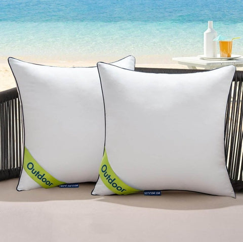 MIULEE 16x16 Outdoor Throw Pillow Inserts,Pack of 2 Water Resistant Pillow Inserts Decorative Waterproof Pillows Stuffer for Sofa Couch Patio and Garden - Miulee