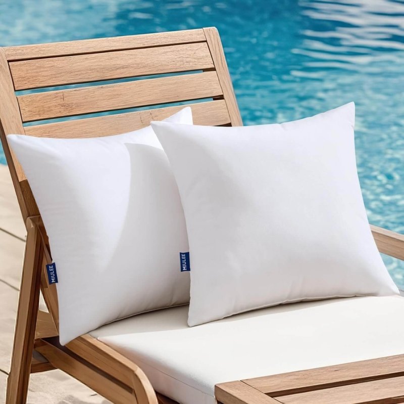 MIULEE 18x18 Outdoor Pillows,Set of 2 Throw Pillows Waterproof,Soft Support Throw Pillow Inserts Decorative Water Resistant Pillows for Patio Furniture and Garden - Miulee