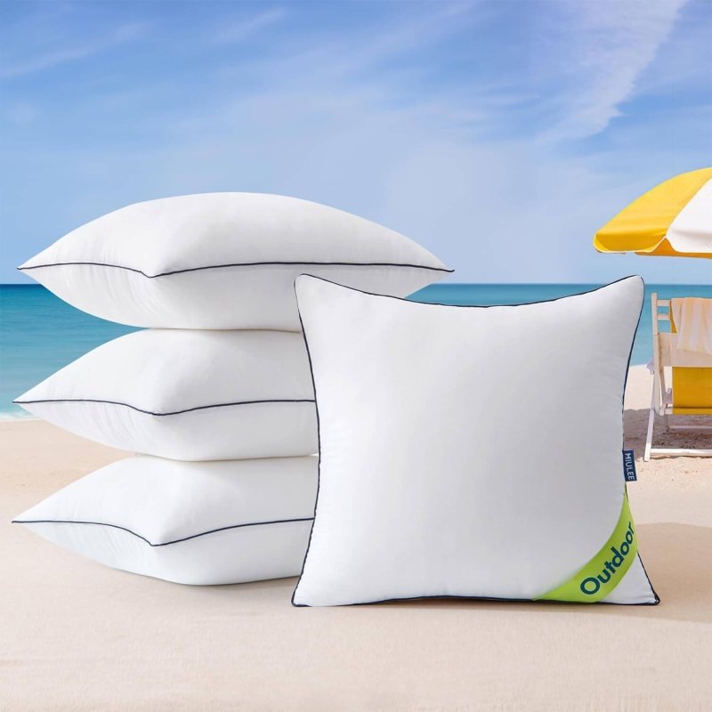 MIULEE 18x18 Outdoor Throw Pillow Inserts,Pack of 4 Water Resistant Pillow Inserts Decorative Waterproof Pillows Stuffer for Sofa Couch Patio and Garden - Miulee