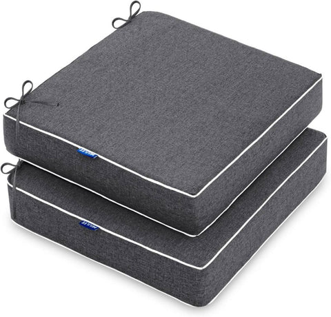 MIULEE 19 x 19 x 3 Inch Outdoor Chair Cushions,Waterproof Seat Cushions for Patio Furniture Garden with Ties Patio Chair Cushions Set of 2,Dark Grey - Miulee