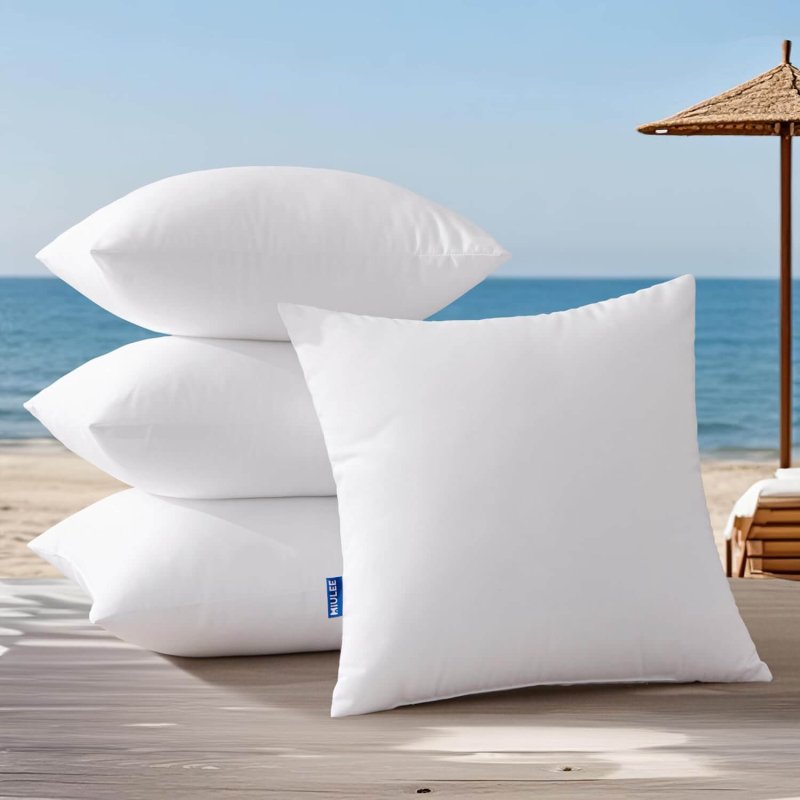 MIULEE 20x20 Outdoor Pillows,Set of 4 Throw Pillows Waterproof,Soft Support Throw Pillow Inserts Decorative Water Resistant Pillows for Patio Furniture and Garden - Miulee